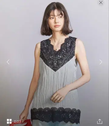 뷰티&유스 어른 페미닌 레이스 상의 라이트 그레이