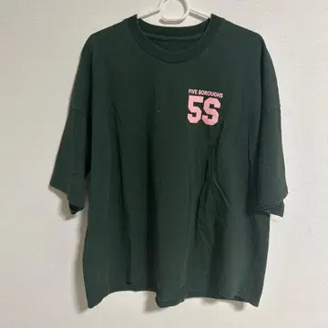 다크 그린 코튼 T셔츠