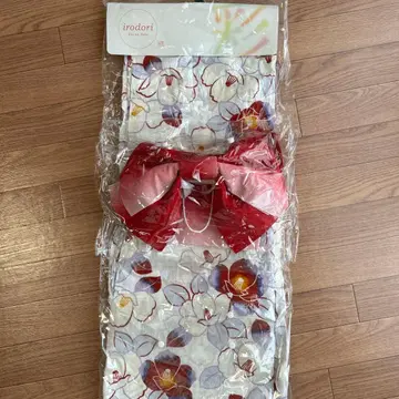 꽃무늬 유카타 빨간색 리본 오비 세트