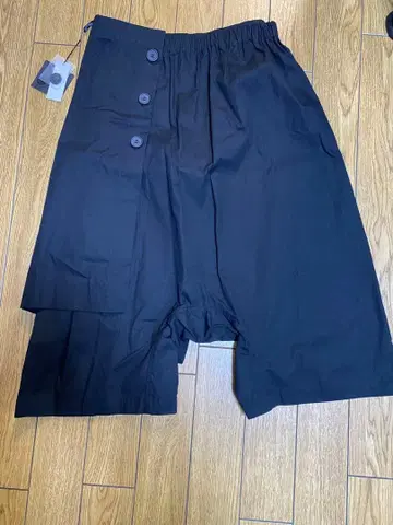 블랙 코튼 랩 스타일 팬츠 M-L