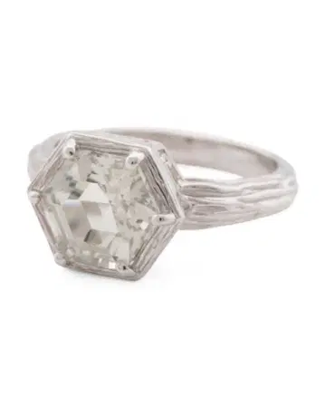 PAZ CREATIONS SV925 화이트 토파즈 헥사곤 반지 6호