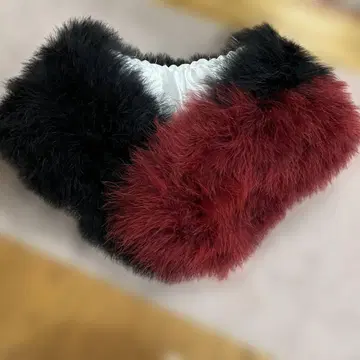 성인식에 블랙과 빨간색 퍼 스톨 숄