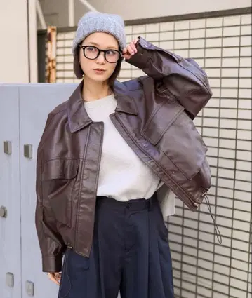 FREAK'S STORE 레자렛 숏 블루종/인조 가죽 블루종