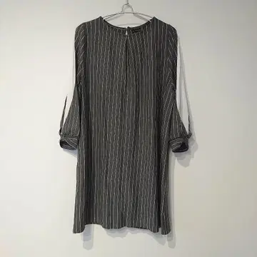 4L 소매 리본 그레이 화이트 튜닉 빅 사이즈