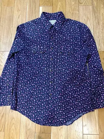 락마운트 웨스턴 셔츠 꽃무늬 올 패턴 네이비 핑크 L 사이즈