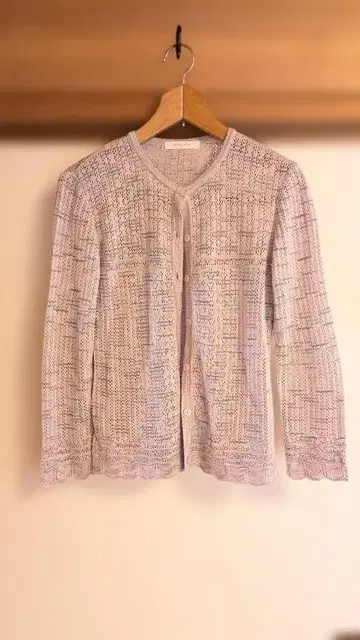 [일본제 고급품] Rogica 연보라 레이스 편직 가디건