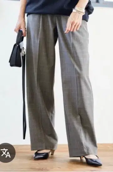 그레이 체크 무늬 캐주얼 팬츠