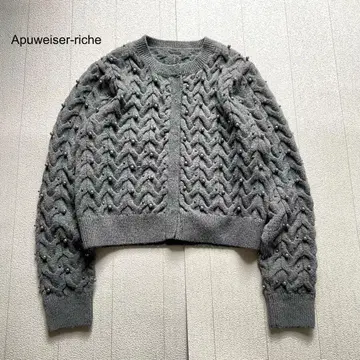 Apuwiser-riche 케이블 니트 가디건 그레이 2