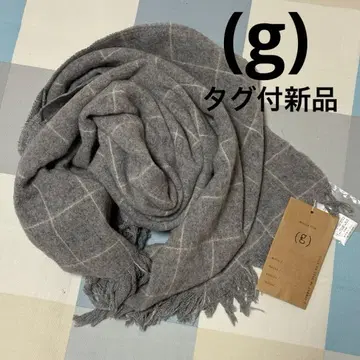 택 포함 미사용 (g)그램 체크 스톨 그레이 울 프린지