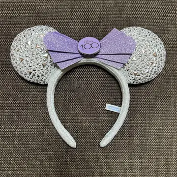 디즈니 머리띠 100주년 기념 실버 퍼플 보라색 리본