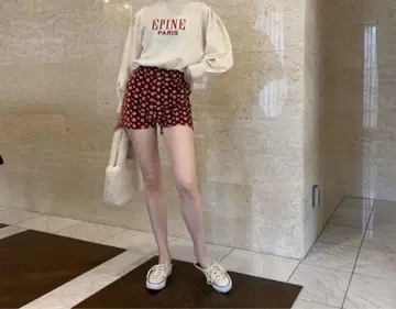 에피 epine 벨로아 플라워 숏팬츠 빨간색