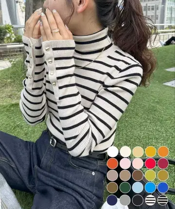 discoat 디스코트 리브 소매 버튼 터틀