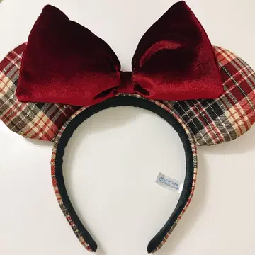 디즈니 머리띠 미니 체크 무늬