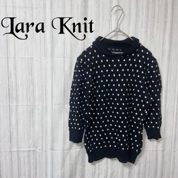 [ 라라니트 ] 니트 긴팔 폴로 칼라 도트 무늬 레트로 스웨터 캐주얼