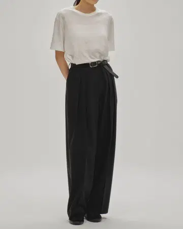 todayful 더블 턱 Twill 와이드 트라우저스 봄/여름 소재