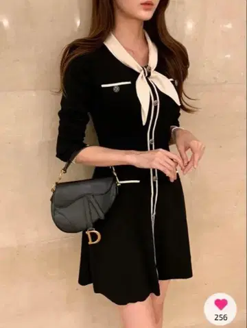 니트 원피스 블랙 리본 포함