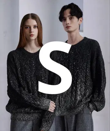 clel CLEL 호일 프린트 케이블 크루넥 니트