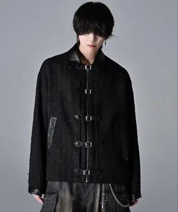 ADRER 메니 버클 벨트 트위드 블루종 블랙