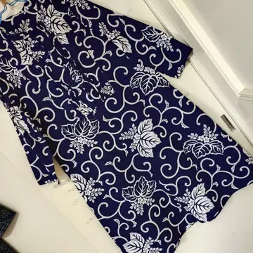 대형 보자 기라사 패턴 리메이크 대 옷깃 장식 핀턱 롱 원피스