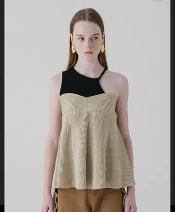 Eaphi 원 숄더 레이어드 탑 블랙