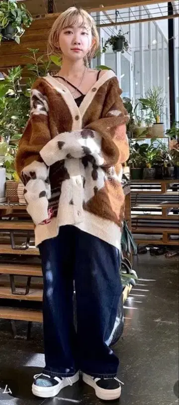 새상품 니코앤드 레오파드 플라워 MIX 가디건