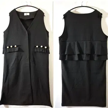 StyleSea 펄 백프릴 롱베스트 SIZE F 블랙 컬러