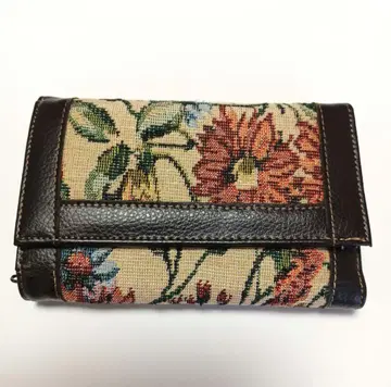 꽃무늬 자수 컴팩트 장지갑