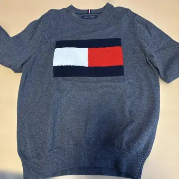 TOMMY HILFIGER 그레이 컬러 블록 니트 스웨터 XS