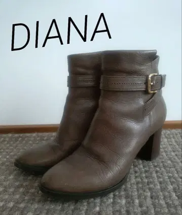 DIANA 가죽 숏부츠 카키 브라운 사이드 지퍼 부착 22.5