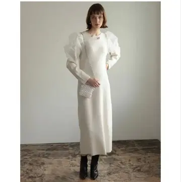 Re:EDIT 튤 퍼프 슬리브 I라인 니트 원피스 SC