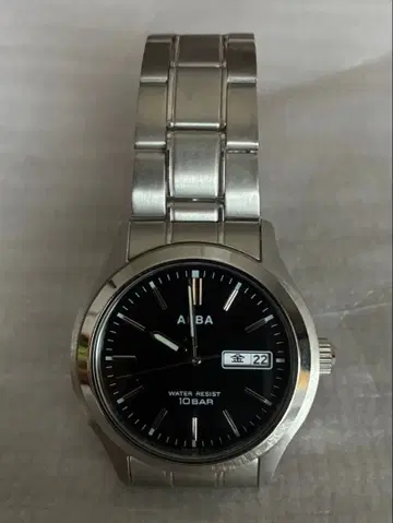 ALBA 스테인리스 스틸 블랙 다이얼 시계