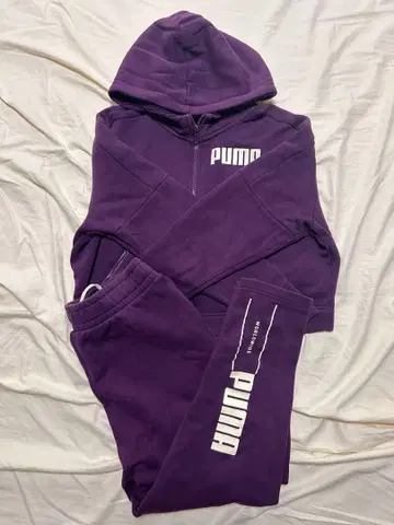 PUMA 퍼플 후드 부착 셋업 S