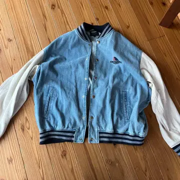 BEAMS HEART 바시티 자켓 L 사이즈 데님/화이트