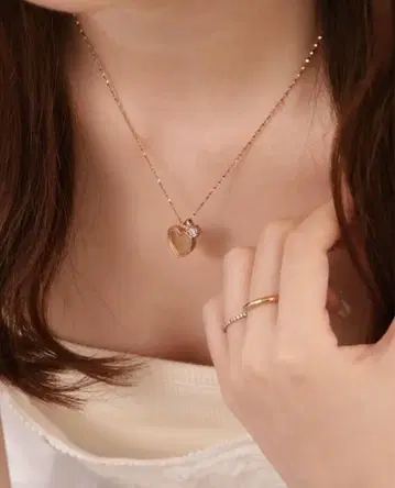Apire 하트 목걸이 계속 착용 핑크 골드