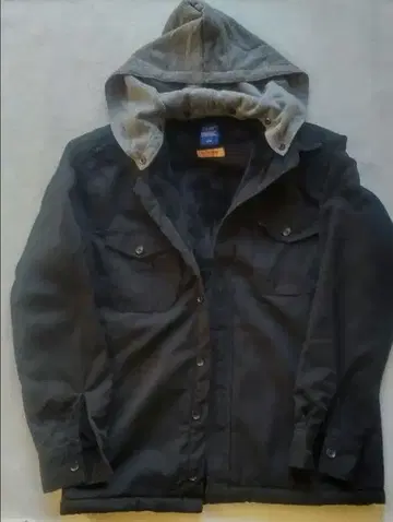 남성용 데님 자켓 블랙 L 속기모 (보아) 후드 부착 (탈부착식)