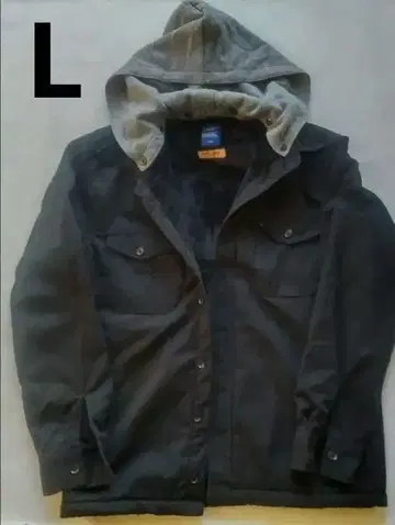 남성용 데님 자켓 블랙 L 속기모 (보아) 후드 부착 (탈부착식)