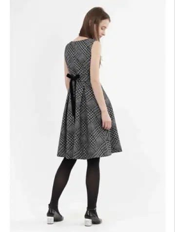 [클리닝 완료] 질스튜어트 브리지트 하운드투스 체크 플로키 프린트 원피스