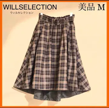 새상품급 [윌 셀렉션] 체크 무늬 플레어 스커트 M 크리스마스에
