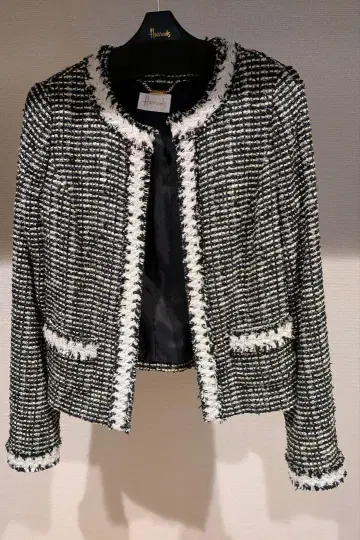 Harrods 노카라 자켓 블랙 화이트