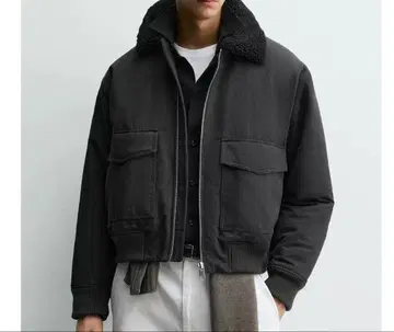 이번 시즌 zara 콤비 봄버 자켓 M 차콜 그레이