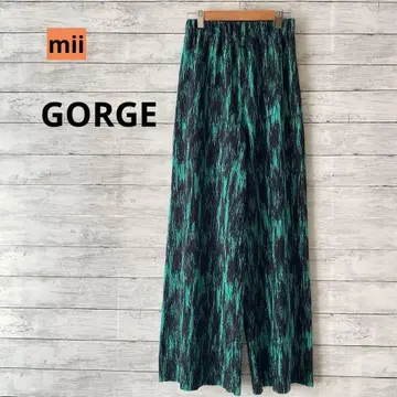 [골지] GORGE 그린과 블랙 와이드 팬츠 허리밴딩 멋스러운 개성있는