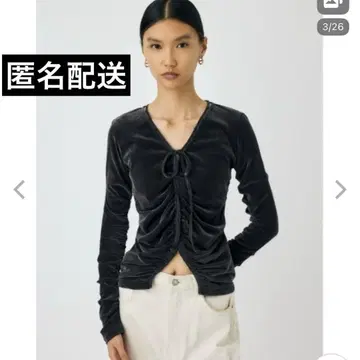 새상품급 moussy SHEER VELOUR 가디건 그레이