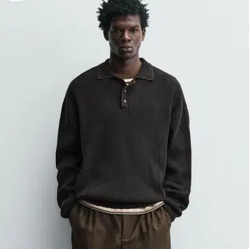 워시드 니트 피케 셔츠 ZARA