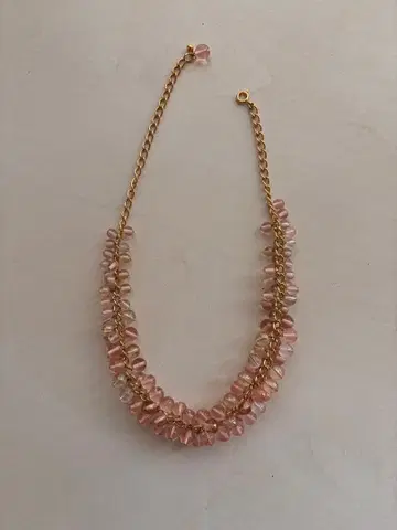 연한 로즈 핑크 체코 비쥬 목걸이 미사용 새상품