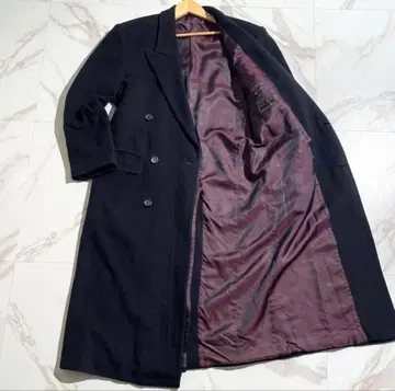 [레어] 더블 체스터 코트 캐시미어 100% 맥시 길이 L 사이즈 네이비