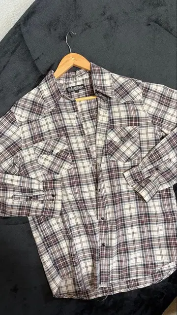 Leath Works 체크 무늬 긴팔 셔츠 L 사이즈