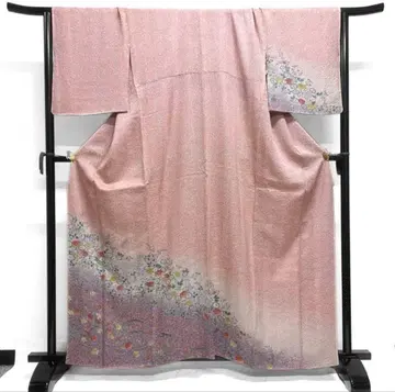 츠케사게 총시보리 이타지메 국화 매실 단풍 능 직조 핑크 기모노