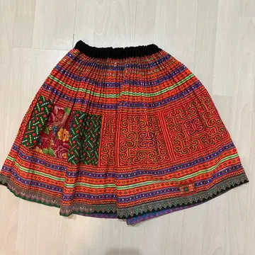 컬러풀 민족 무늬 플리츠 스커트