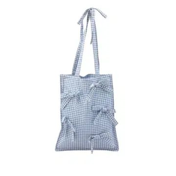 merry jenny ribbon 깅엄 토트 Bag 블루