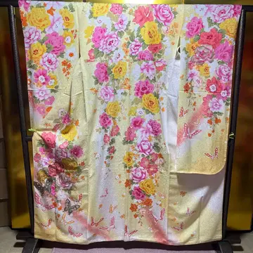 후리소데 순수 실크 크림색